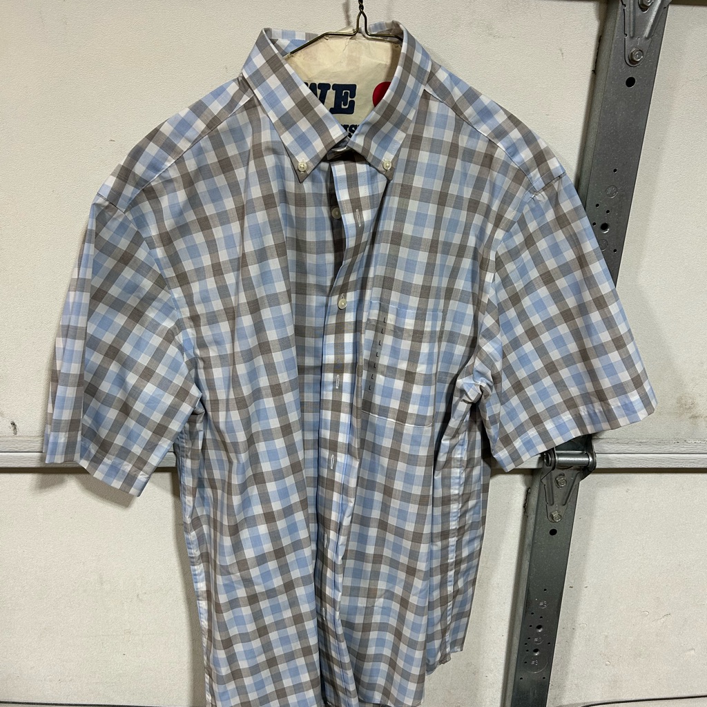 Nwot Roundtree & Yorke Travelsmart Men's Large Shirt Short Sleeve Plaid Blue L